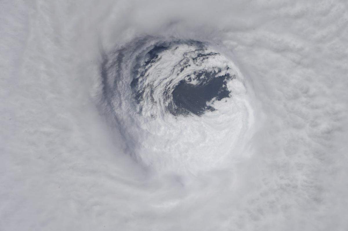 An image provided by NASA shows the eye of Hurricane Michael, as seen from the International Space Station on Oct. 10.