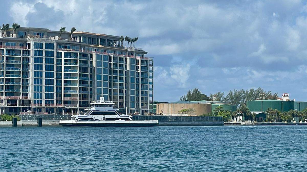 On luxurious Fisher Island, giant fuel containers hold the sustenance for PortMiami among residential buildings on May 21, 2026.