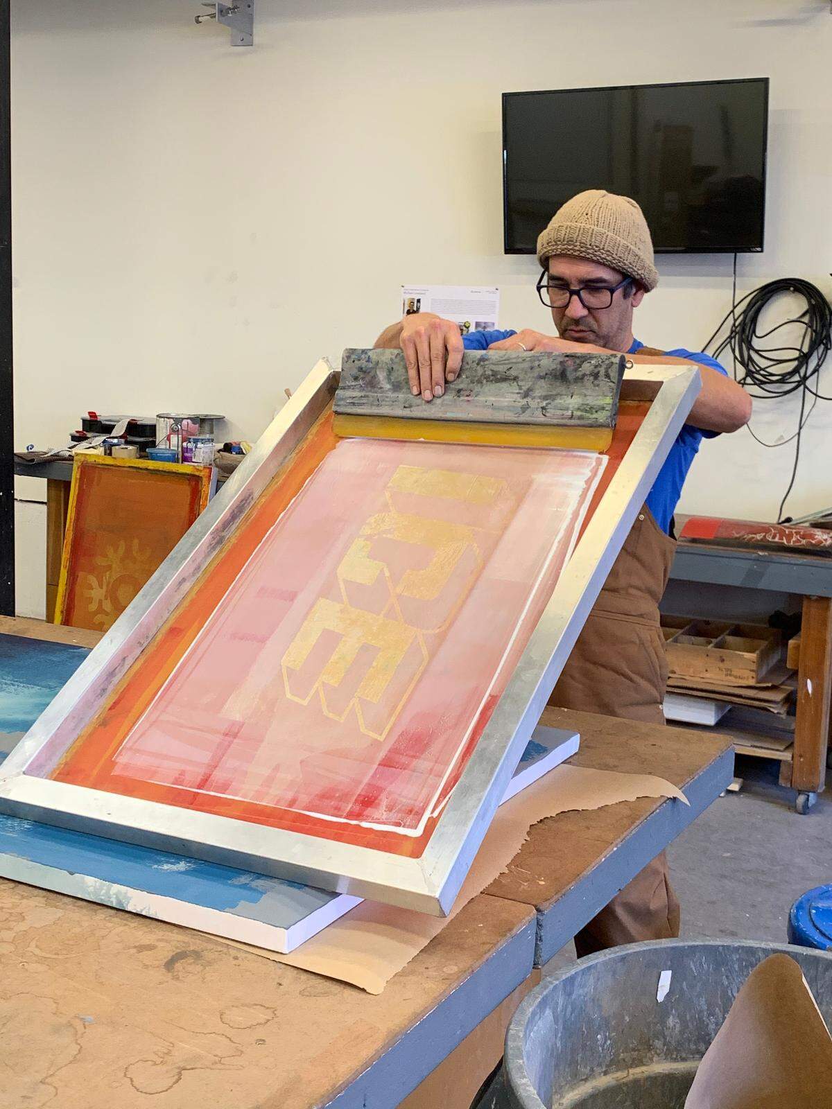 Artist Michael Loveland at work during his residency at Anderson Ranch Center for the Arts through Oolite Arts’ Home and Away program.