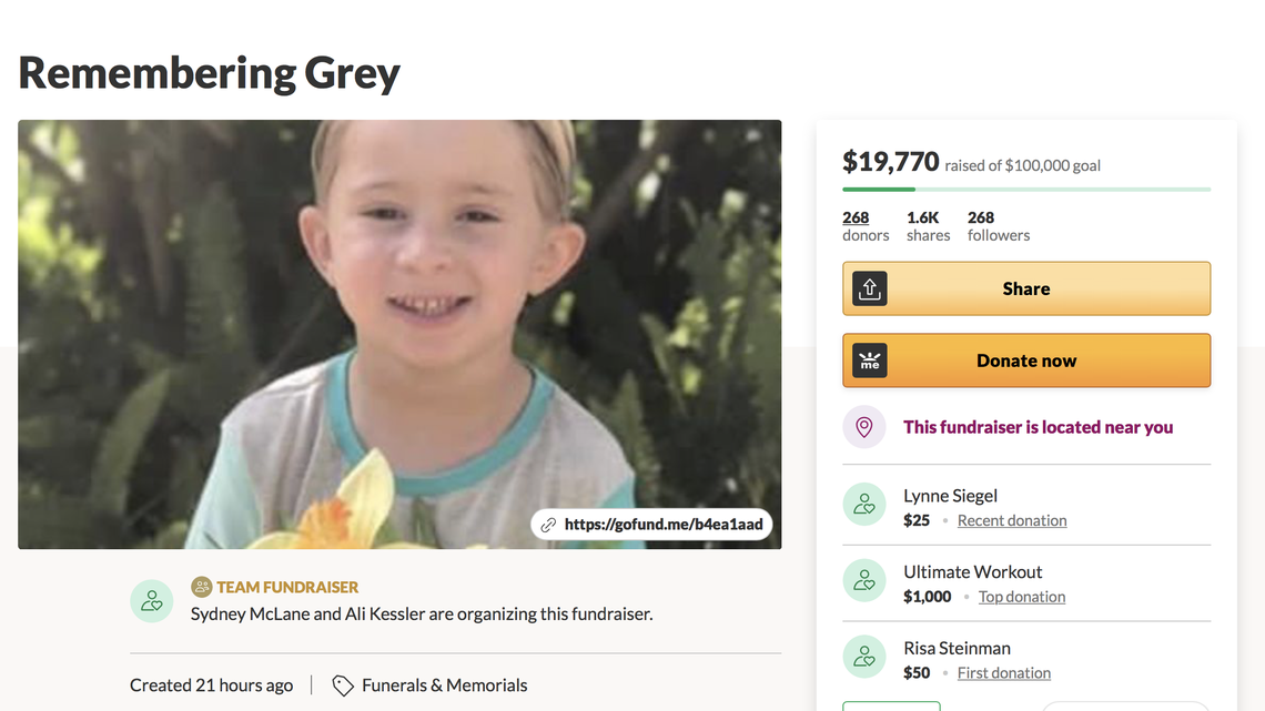 A GoFundMe page has been created to help raise funeral costs for 4-year-old Greyson Martin Kessler, nicknamed “Gigs” because he always smiling and laughing.