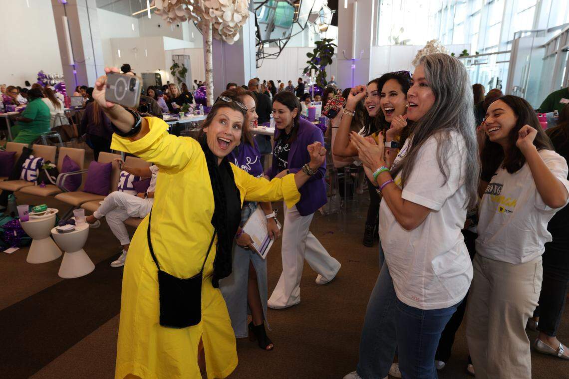 Members of The Miami Foundation celebrate Give Miami Day 2024 at the Royal Caribbean terminal at PortMiami. The event raised a record $39.5 million for Miami-Dade nonprofits.