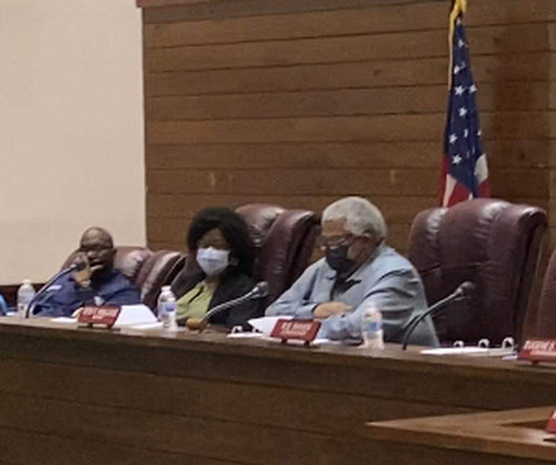 Florida City Mayor Otis Wallace listens to residents of the Florida City Camp Site and RV Park Tuesday, March 23, 2021, argue against their pending evictions from the city-owned community.