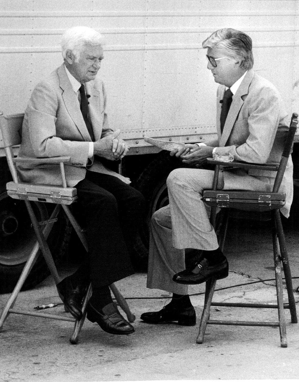 “Barnaby Jones” star Buddy Ebsen, and WTVJ Vice President and News Director Ralph Renick.