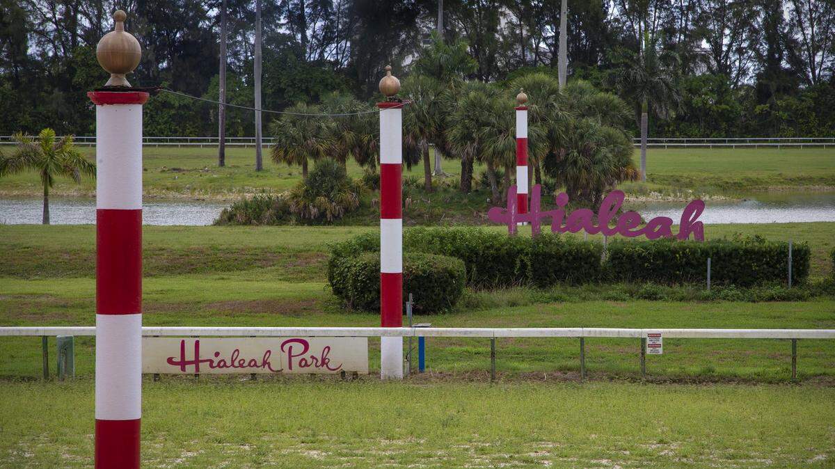 La línea de meta del Hialeah Park Casino and Racetrack, el sábado 16 de mayo de 2021.