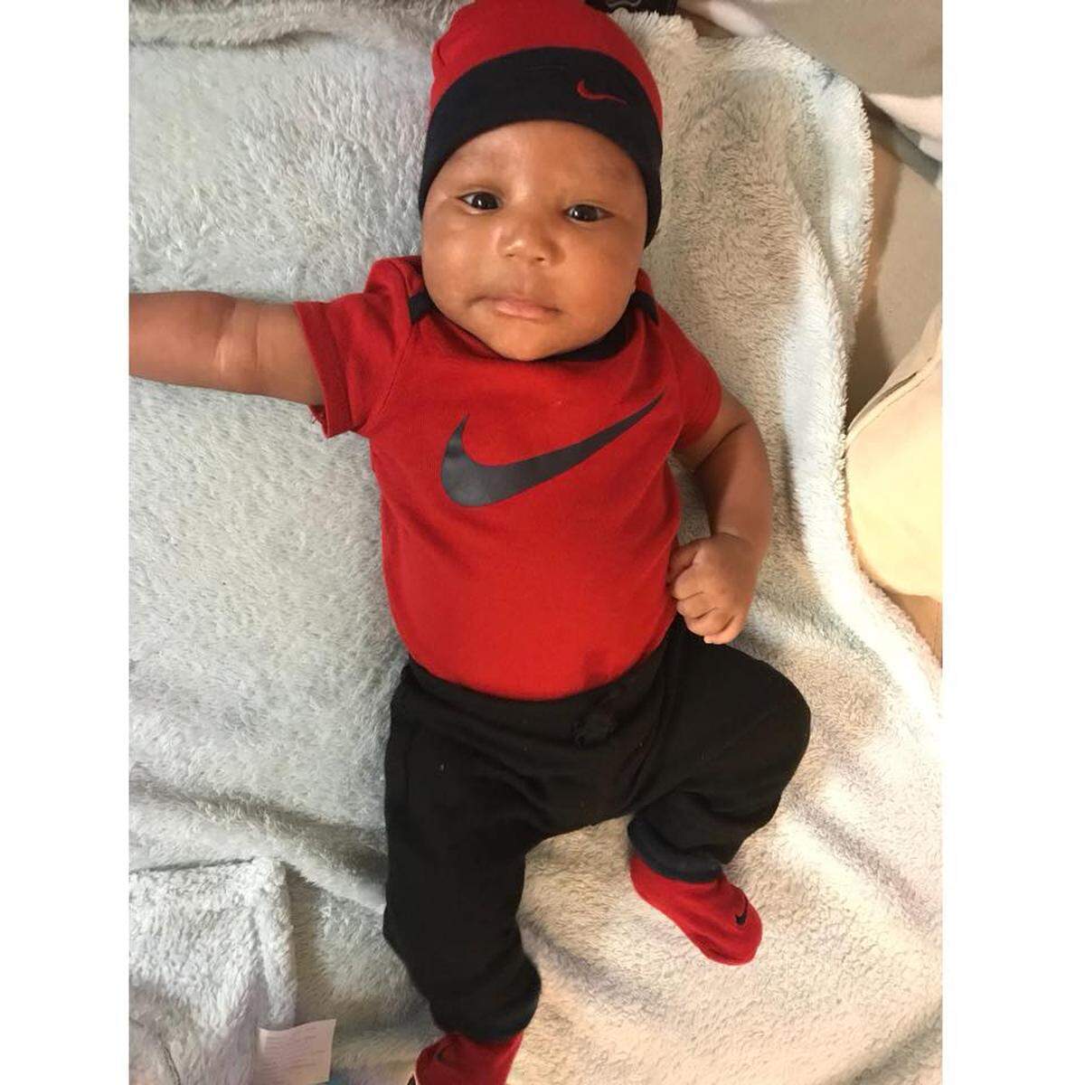 Jermaine Marcell Levy Jr. died June 17, 2018. His father has been charged with manslaughter after giving the baby a lollipop, records show. Here he is pictured at 2 months.