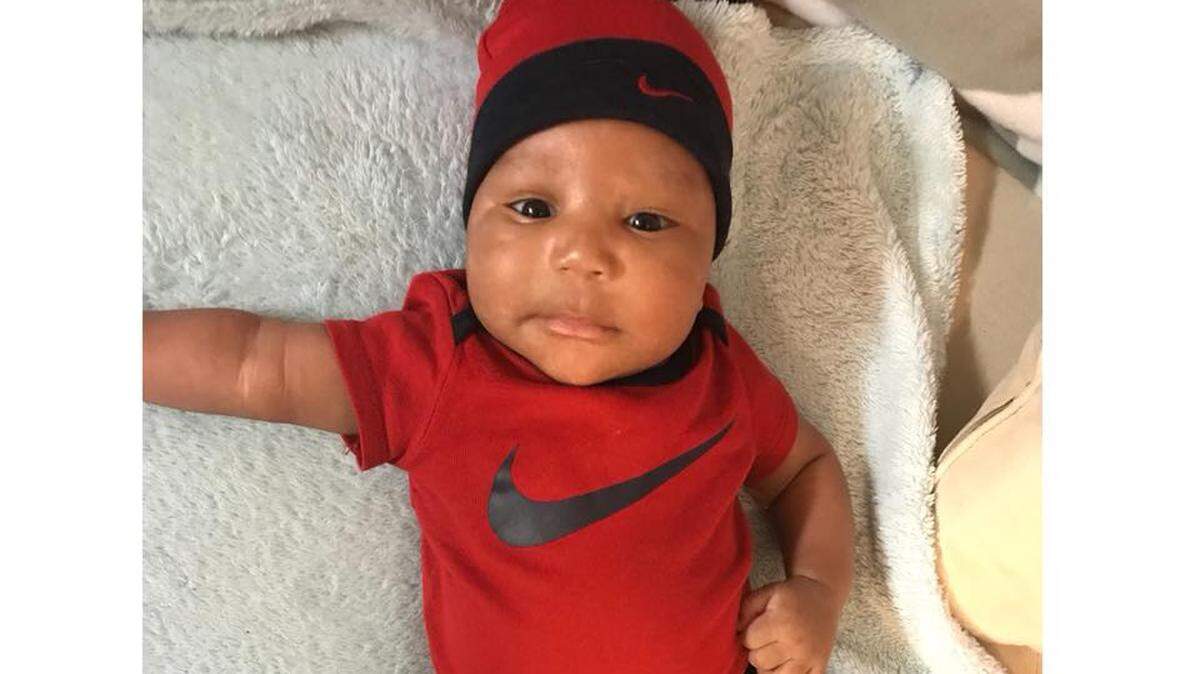 Jermaine Marcell Levy Jr. died June 17, 2018. His father was charged with manslaughter after giving the baby a lollipop, records show. Here the baby is pictured at 2 months old.