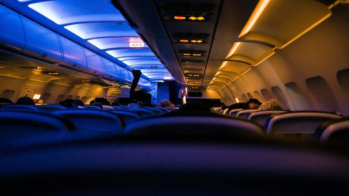 This file photo shows the inside of an airplane. A Belgian man was arrested in connection with assaulting flight attendants on a flight from New Jersey to Switzerland, feds say.