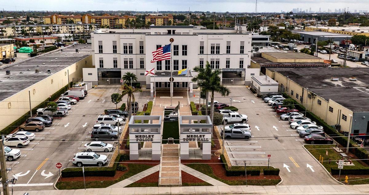 An overhead view of Medley Town Hall on March 10, 2022.