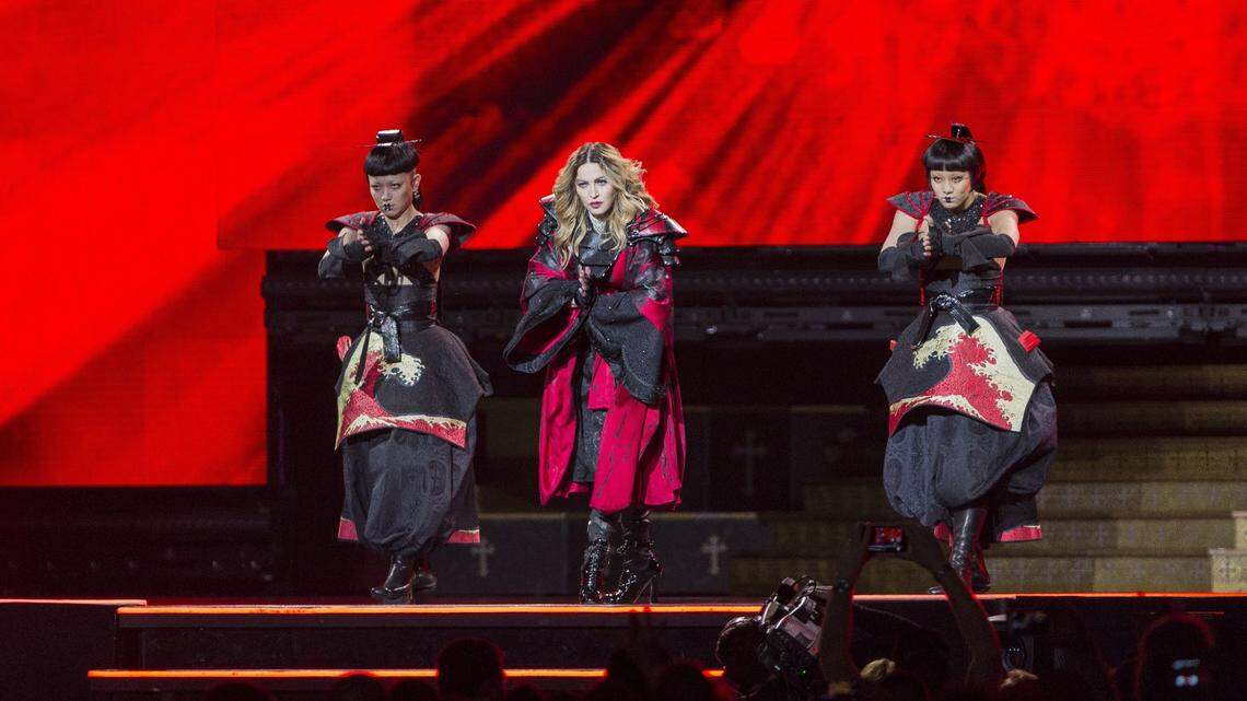 Madonna performs during her Rebel Heart Tour at the AmericanAirlines Arena in downtown Miami on Jan. 23, 2016.