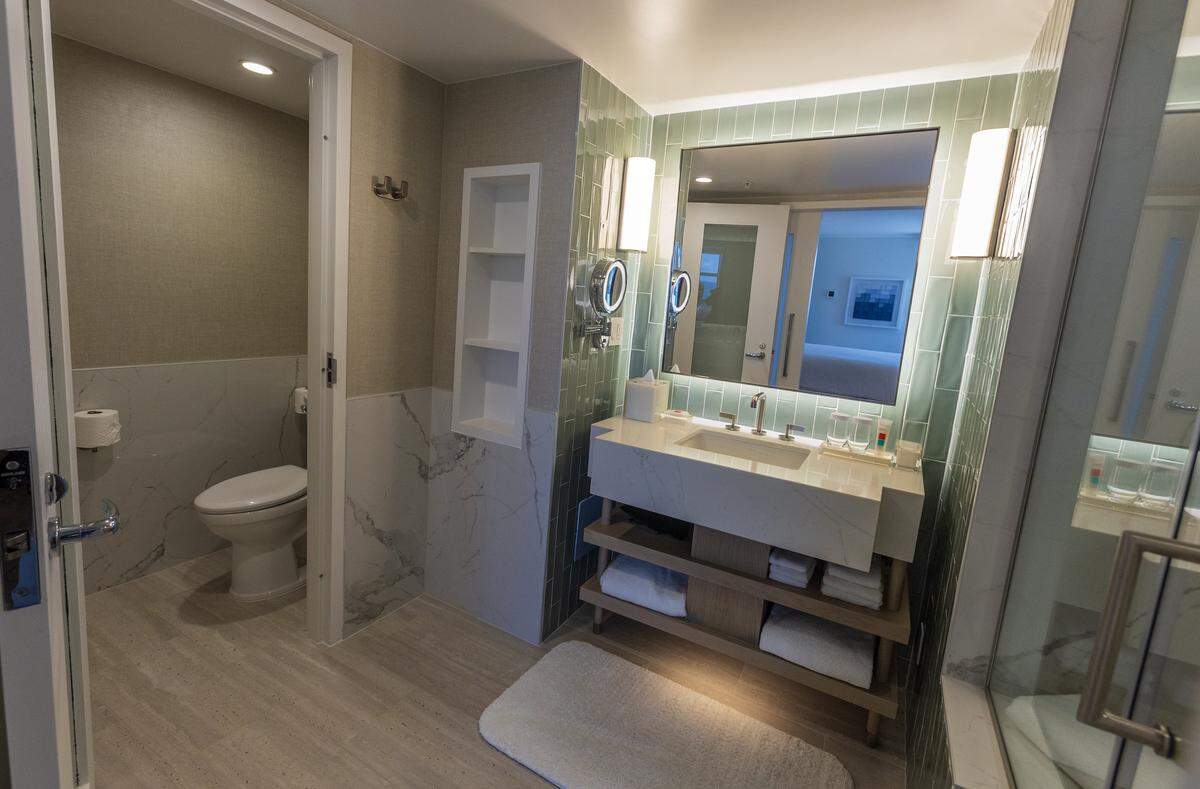 Another bathroom view in the Grand King guestroom iat the Loews Miami Beach.
