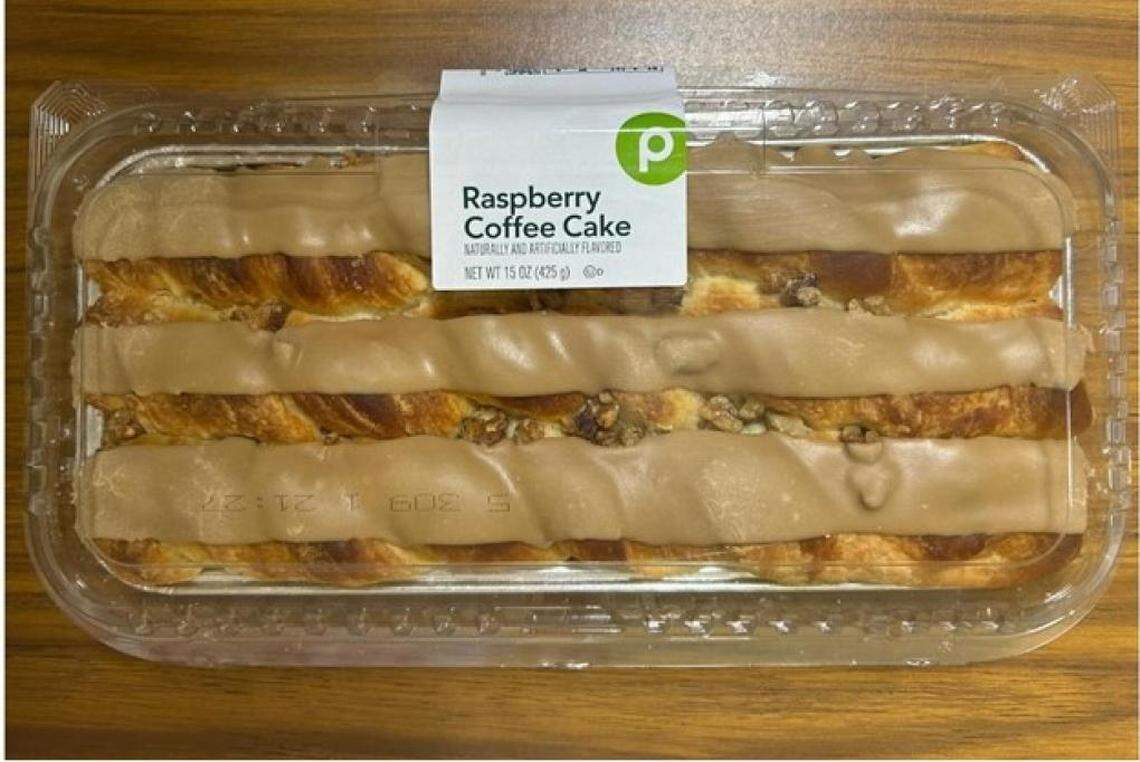 It’s labled Publix Raspberry Coffee Cake, but it’s Publix Maple Walnut Coffee Cake. This can be a problem.