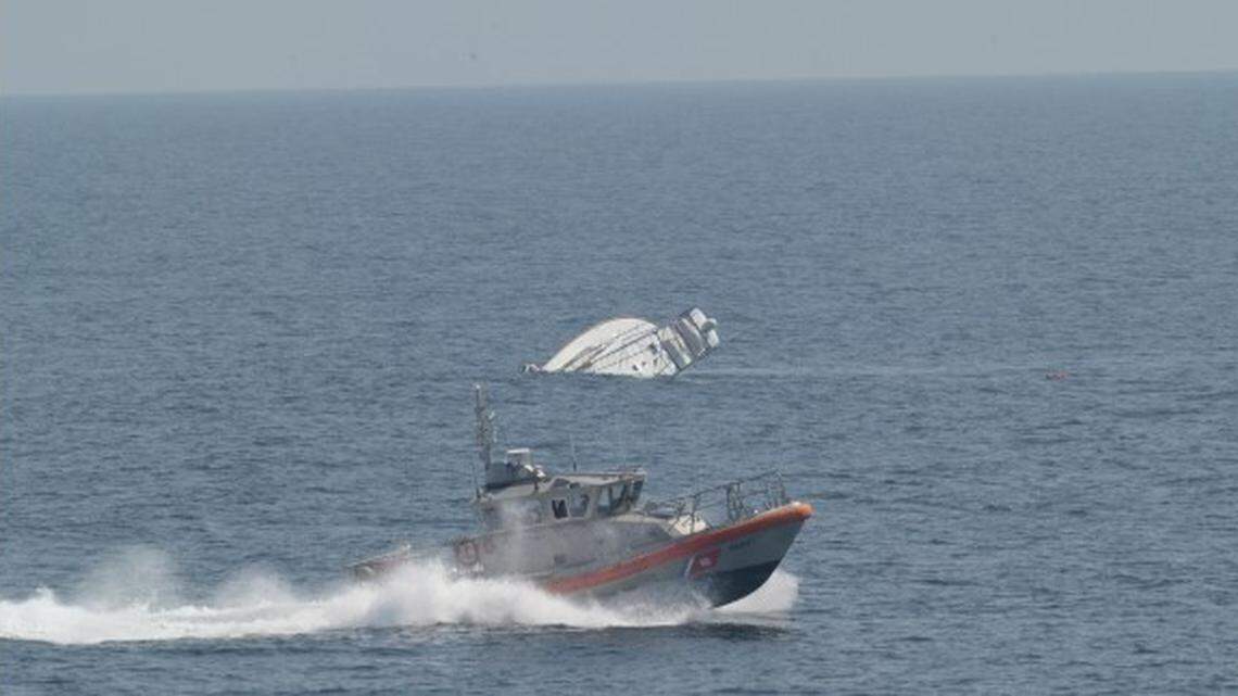A father and son were rescued after their fishing boat started sinking about 30 miles off the coast of Virginia Beach, according to the Coast Guard.