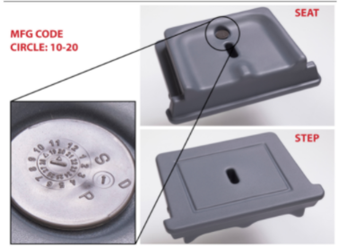 Where to find the manufacturing code on the StepUp Sidekick Learning Tower