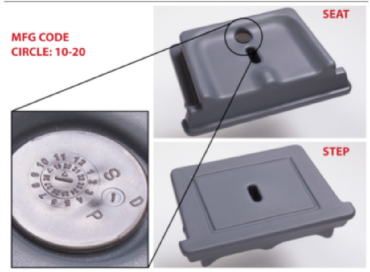 Where to find the manufacturing code on the StepUp Sidekick Learning Tower