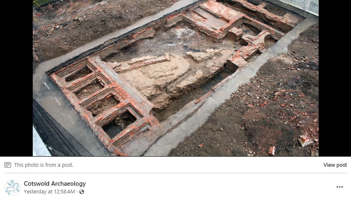 The remnants of a medieval castle and the surrounding ditches were found during a redevelopment project in England, archaeologists said.