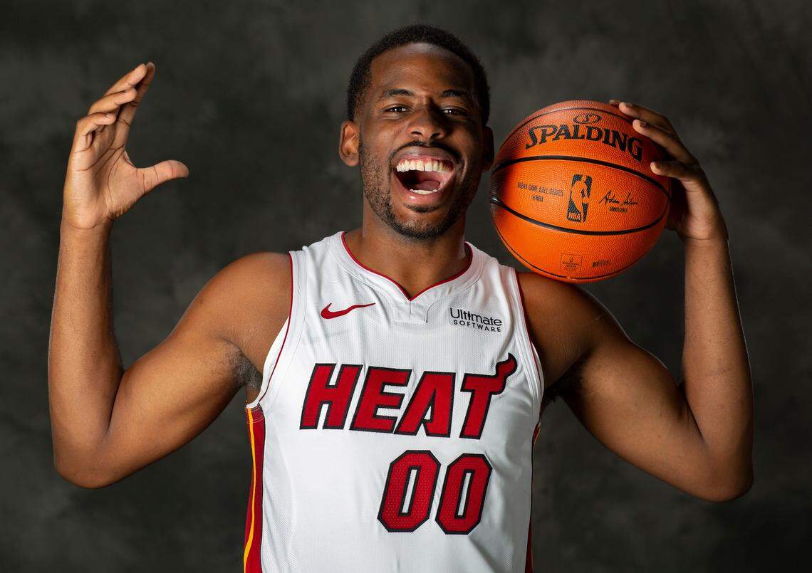 Miami Heat’s Yante Maten (00) poses for a photograph during Miami Heat media day at the American Airlines Arena in Miami on Monday, September 24, 2018.