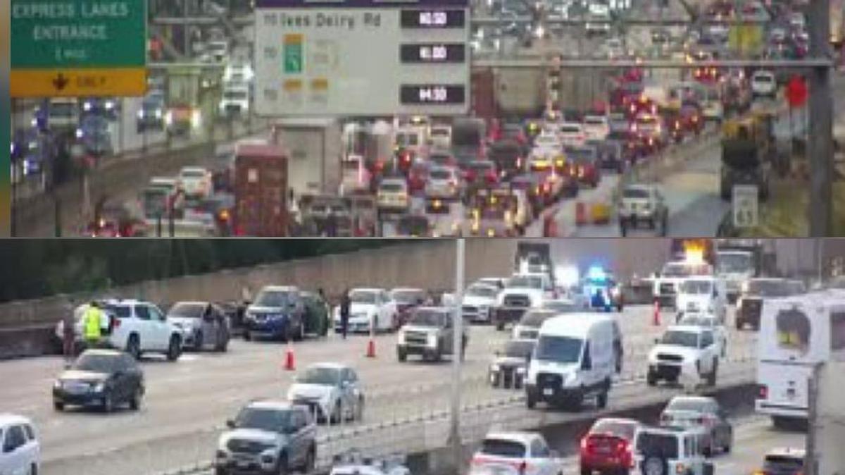 A multi-vehicle crash and a disabled tractor trailer caused big delays on Interstate 95 in Hollywood on Thursday, Nov. 2, 2023.