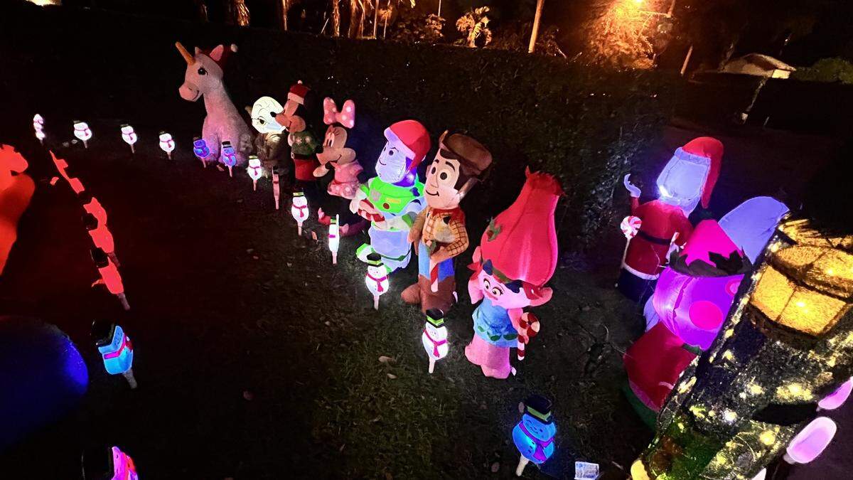 The inflatables on a special walkway are “always inflated,” Victor Pedroso said. The house is at 6140 SW 46th Terr., Miami.