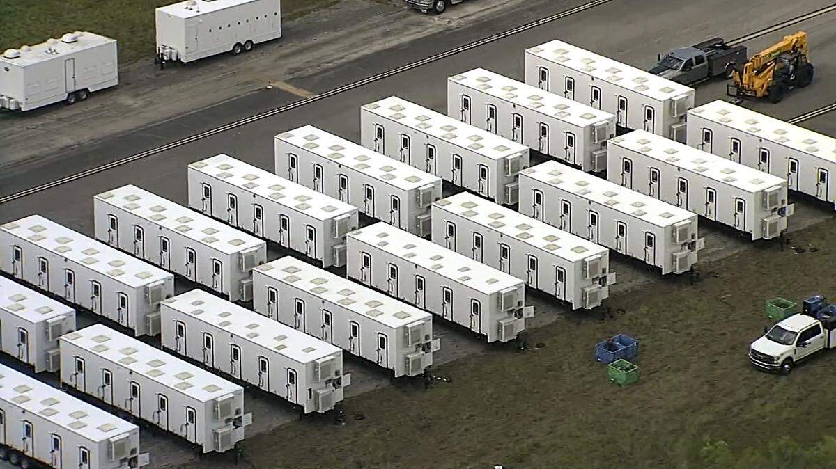 Ochopee, Fla., June 22, 2025 - Frame grab from video of the construction of ‘Alligator Alcatraz’ at Dade Collier Training and Transition Airport off Tamiami Trail.
