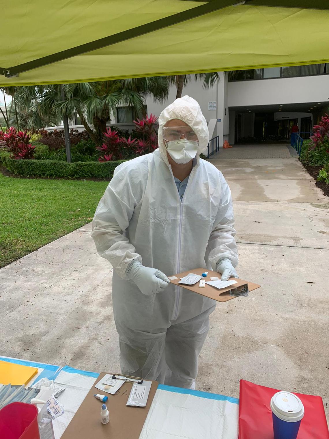 Miami-Dade Ocean Rescue lifeguards have been conducting coronavirus blood tests at local libraries while the beaches are closed.
