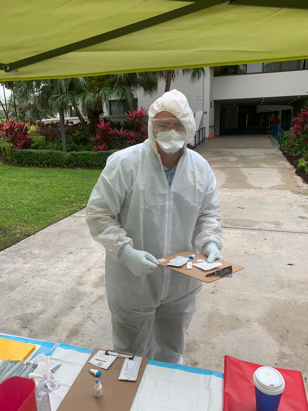 Miami-Dade Ocean Rescue lifeguards have been conducting coronavirus blood tests at local libraries while the beaches are closed.