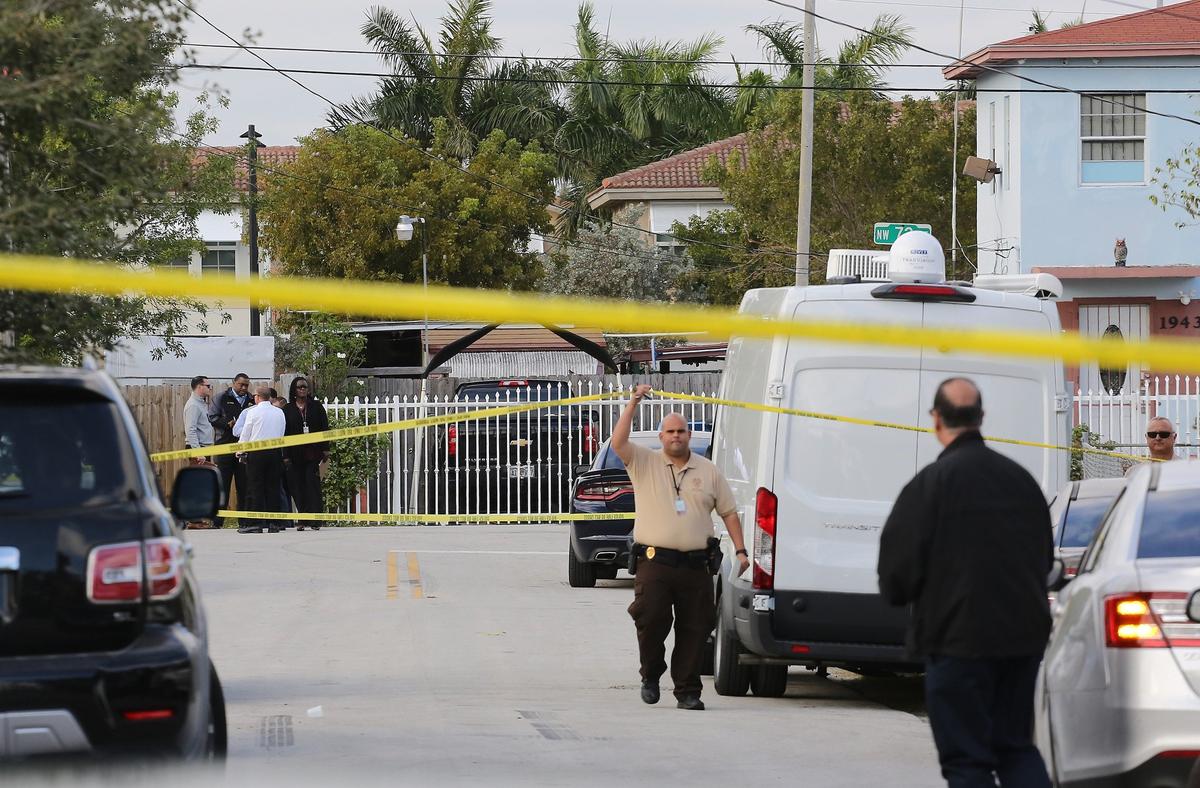 Miami-Dade police, answering a call about shots fired in Brownsville Monday, shot a teenager who they said had a weapon. In all, three teens were taken into custody. The teen was shot in the leg and had non life-threatening injuries, police said.