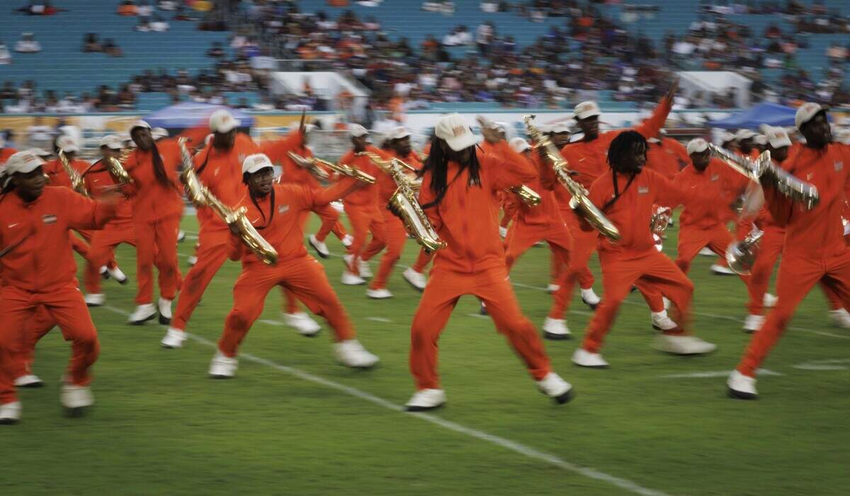orange blossom classic AGS 854 .jpg Florida A&M Rattlers band performs during halftime of the Orange Blossom Classic on Sunday, Sept. 6, 2026, at Hard Rock Stadium in Miami Gardens, Fla.