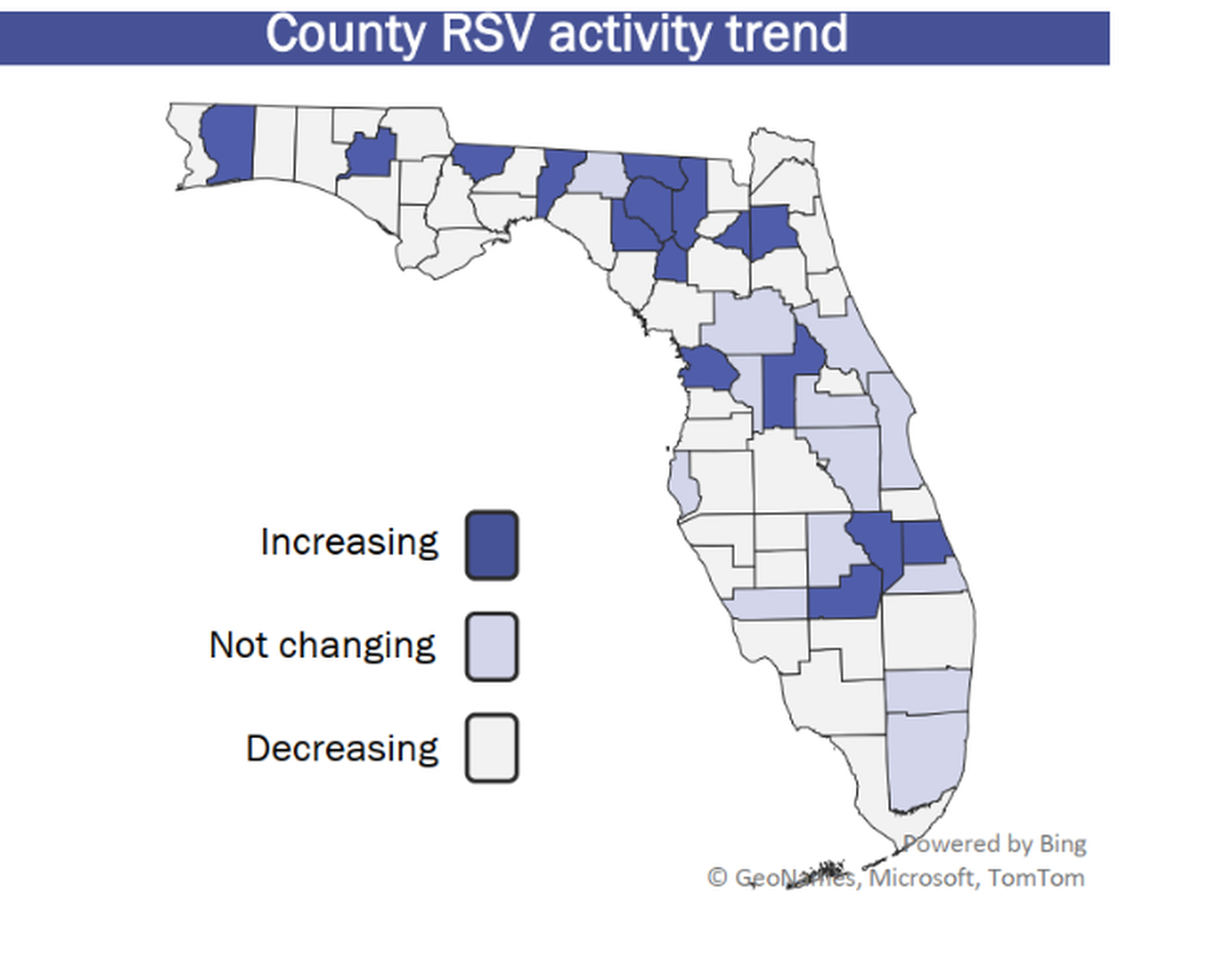 Some parts of Florida have seen an increase in RSV and other parts of the state, including the Florida Keys, have seen a decrease.