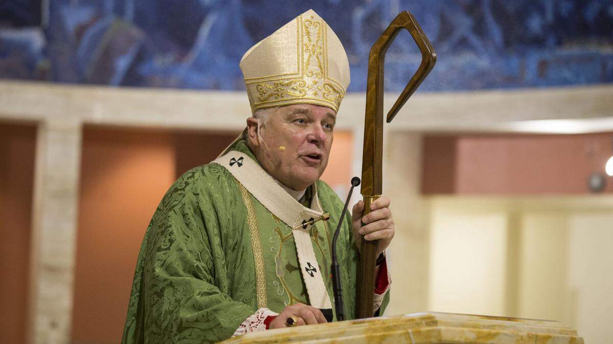 Miami Archbishop Thomas Wenski offers a Mass at St. Mary’s Cathedral in Miami in 2017.