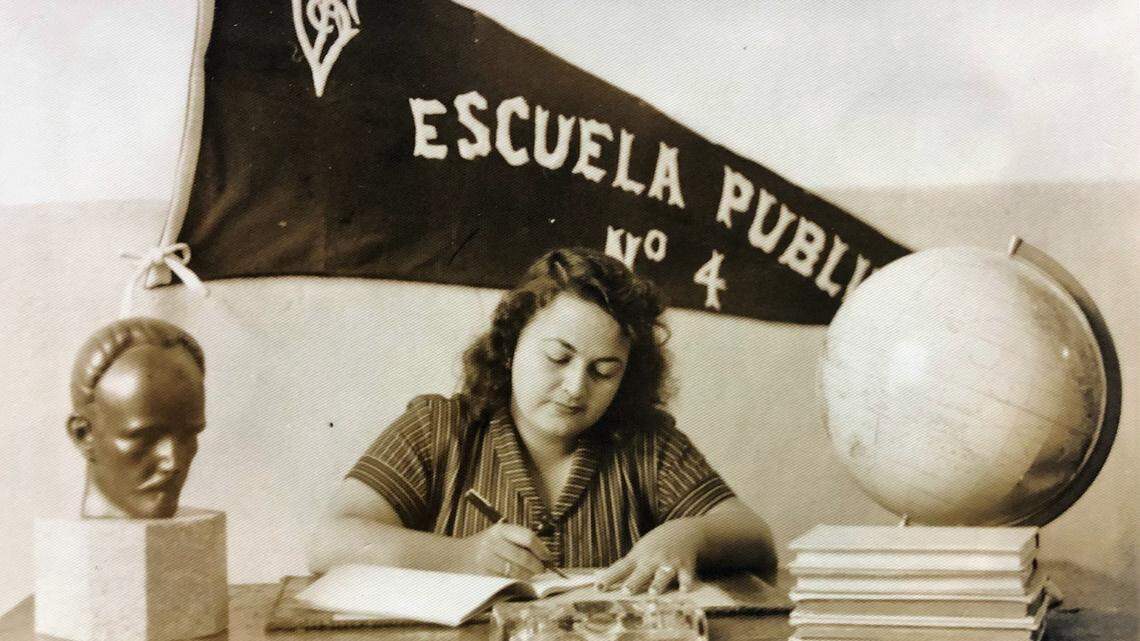 The late teacher Olga Ruiz Santiago, pictured here during the 1957-58 school year, at a public school in Matanzas, Cuba.