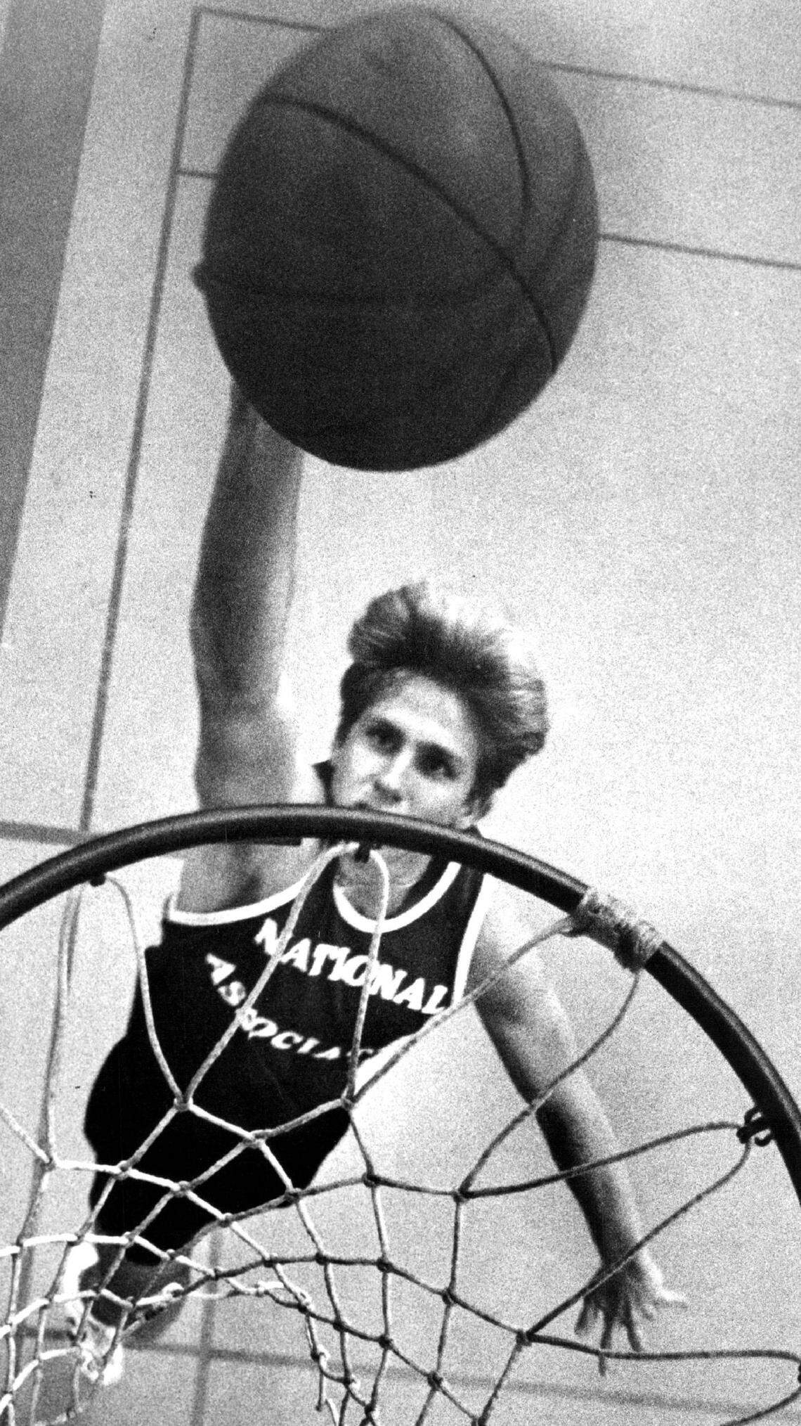 Gabe Corchiani Jr. puts one in the basket for Hialeah Miami Lakes High in 1982.