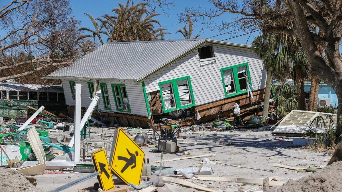 A damaged home caused by Hurricane Ian seen along Fort Myers Beach on Monday, October 3, 2022.