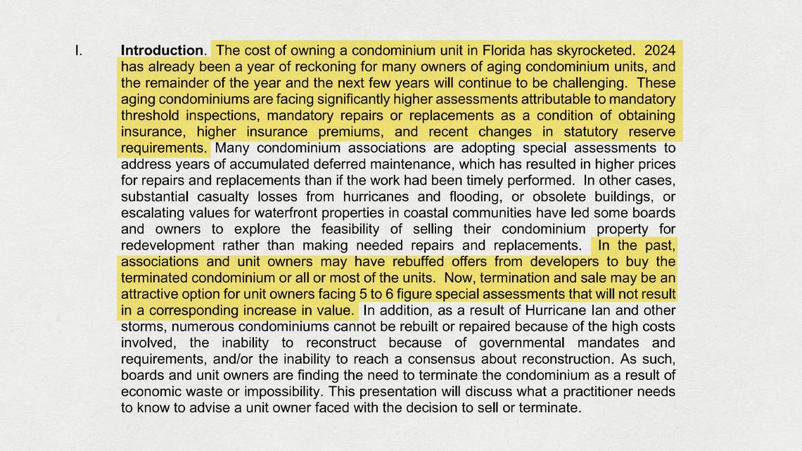 The intro to a handout co-authored by task force member Margaret Rolando given to attendees last May at a legal conference in Bonita Springs.