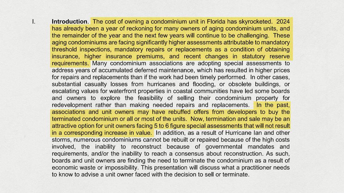 The intro to a handout co-authored by task force member Margaret Rolando given to attendees last May at a legal conference in Bonita Springs.