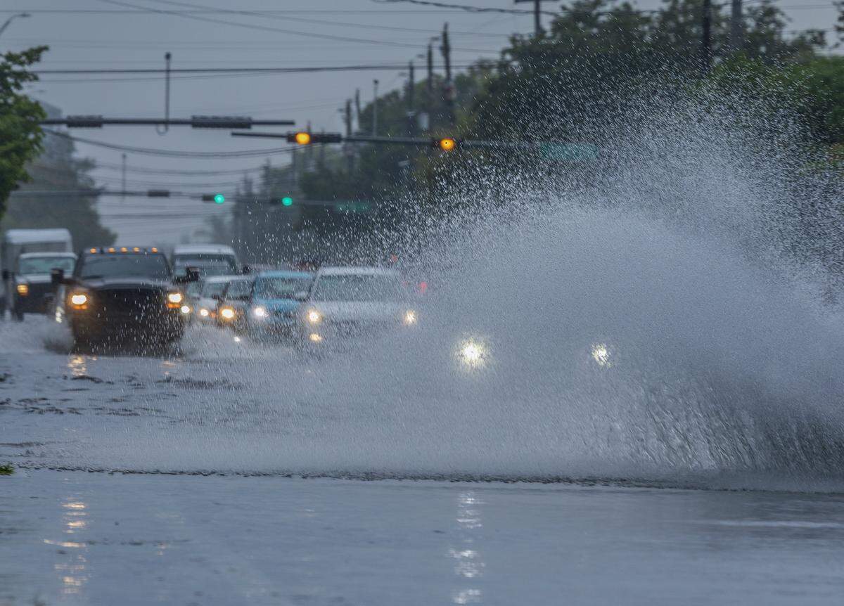 All the rain made driving on SW 67th Avenue as heavy and torrential downpours treacherous on Tuesday. 