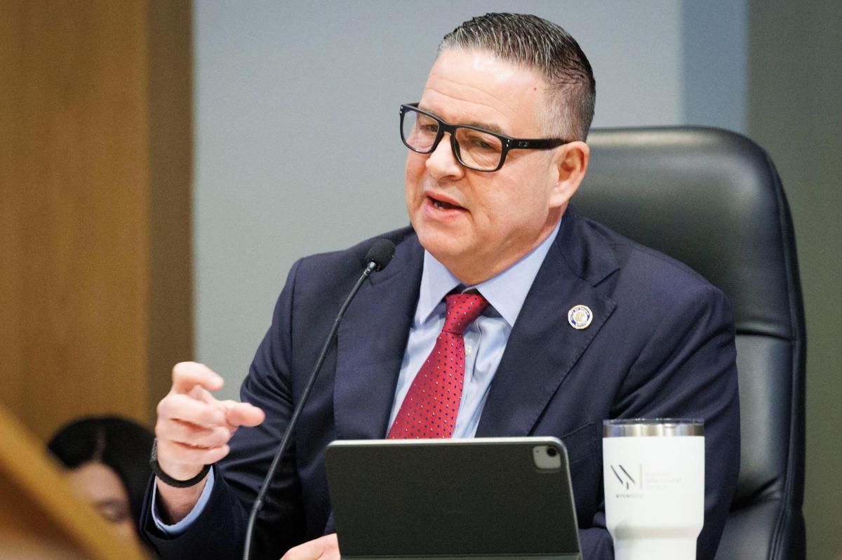 City Manager Arthur Noriega speaks about an item addressing what to do with the city-owned property known as the Olympia Theatre during a Miami City Commission meeting on Thursday, June 26, 2025, at Miami City Hall.