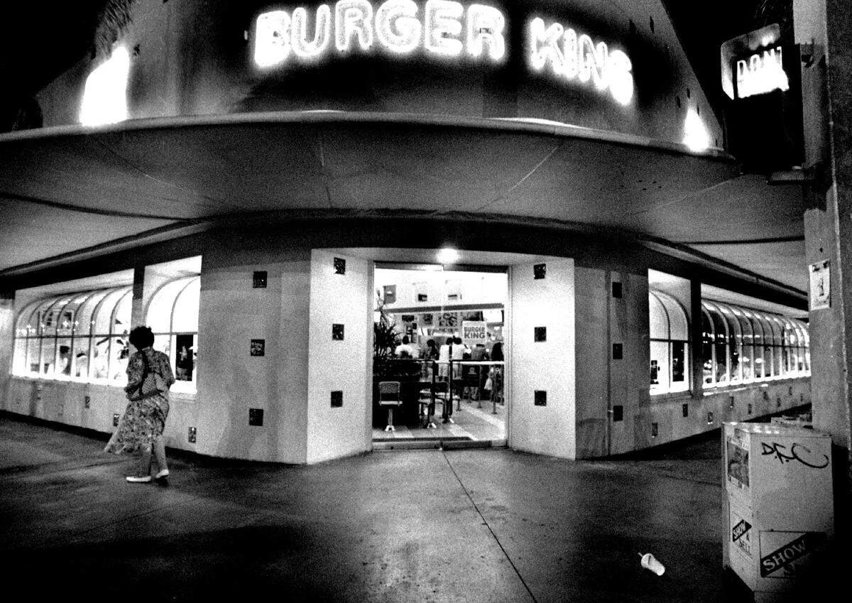 In 1990, an Art Deco-styled Burger King on Collins Avenue in South Beach.