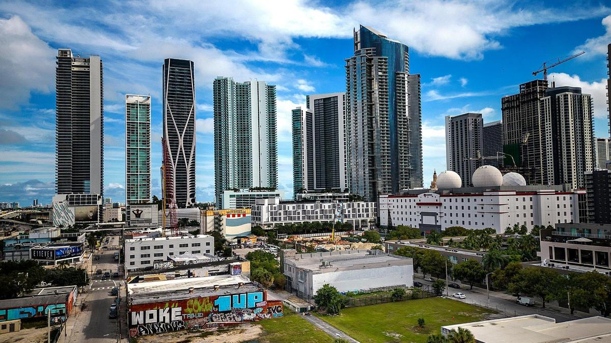 High rises along Biscayne Boulevard in downtown Miami, on Friday Dec. 30, 2022. Median home sale prices jumped by 23% between November 2022 and November 2021 in the Miami metro area, according to the latest CoreLogic U.S. Home Price Insights report.