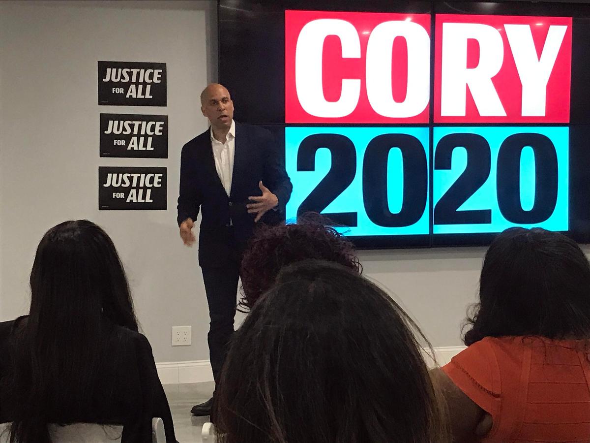 U.S. senator and Democratic presidential candidate Cory Booker during his stop in Miami in April.