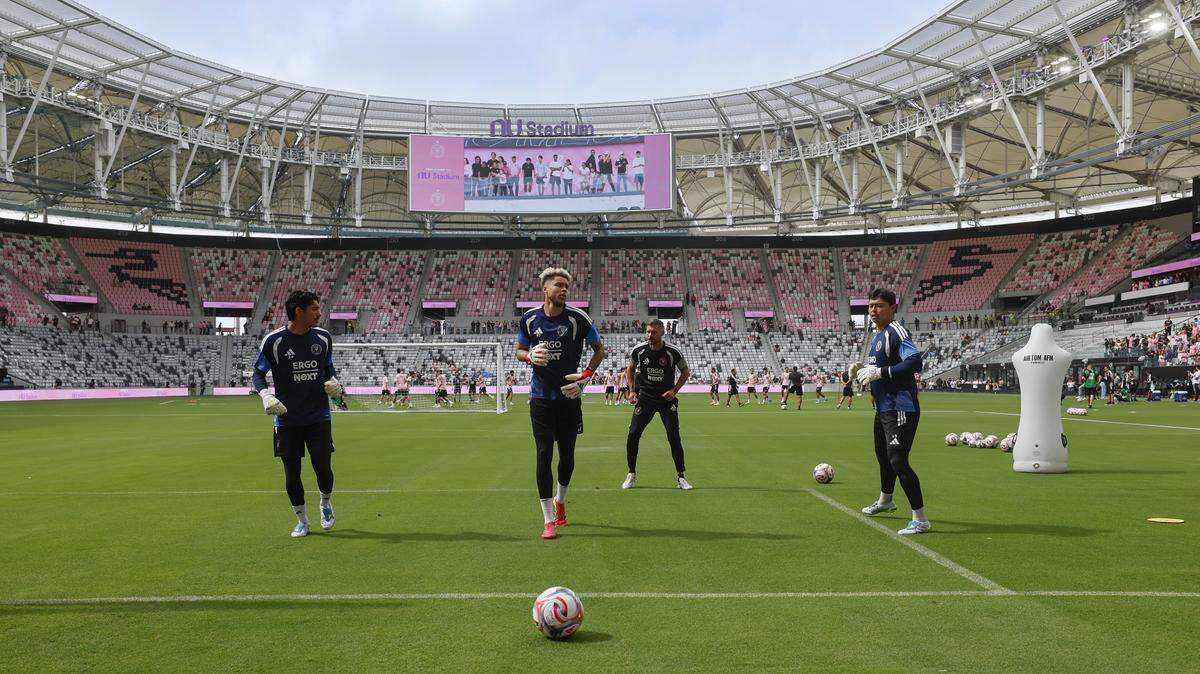 The Inter Miami CF team practices for the first time at Miami Freedom Park Nu Stadium at Miami International Airport in Miami, Florida, on Thursday, April 2, 2026. Nu Stadium is scheduled to open April 4, 2026. 