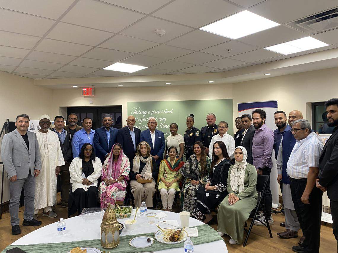 Attendees of Opa-Locka’s first ever city-sponsored Ramadan dinner pose together for a photo in City Hall.