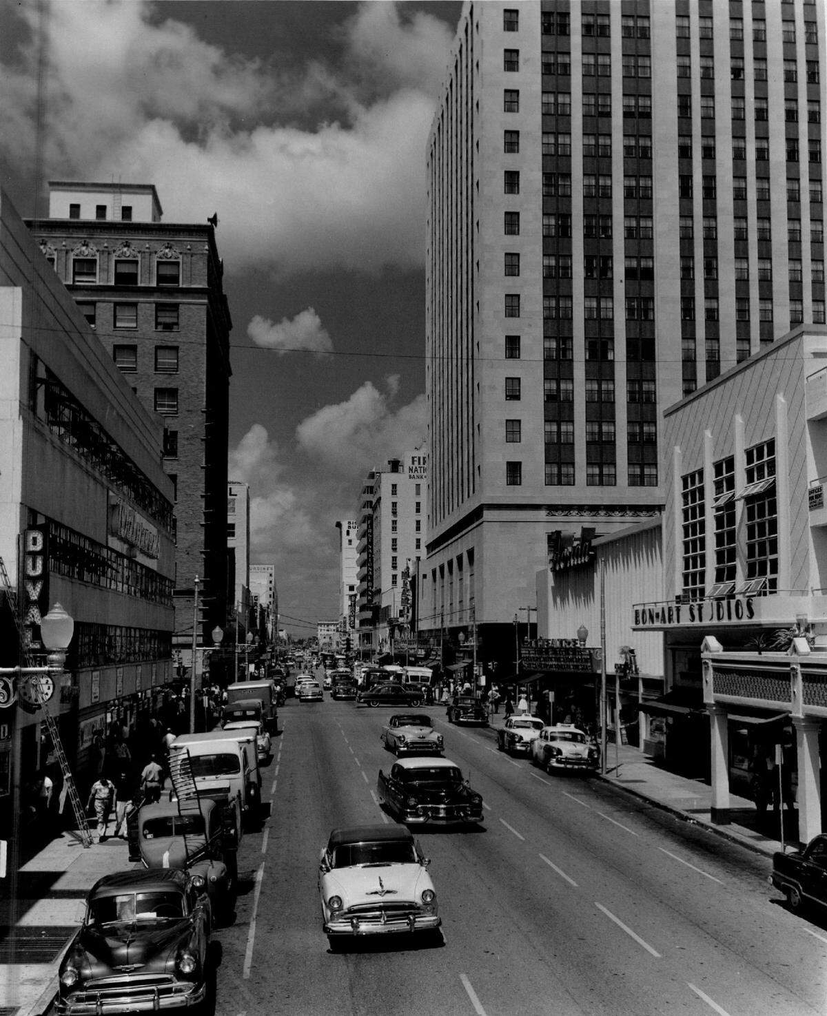 A look at Flagler Street, the downtown Miami business and shopping center.