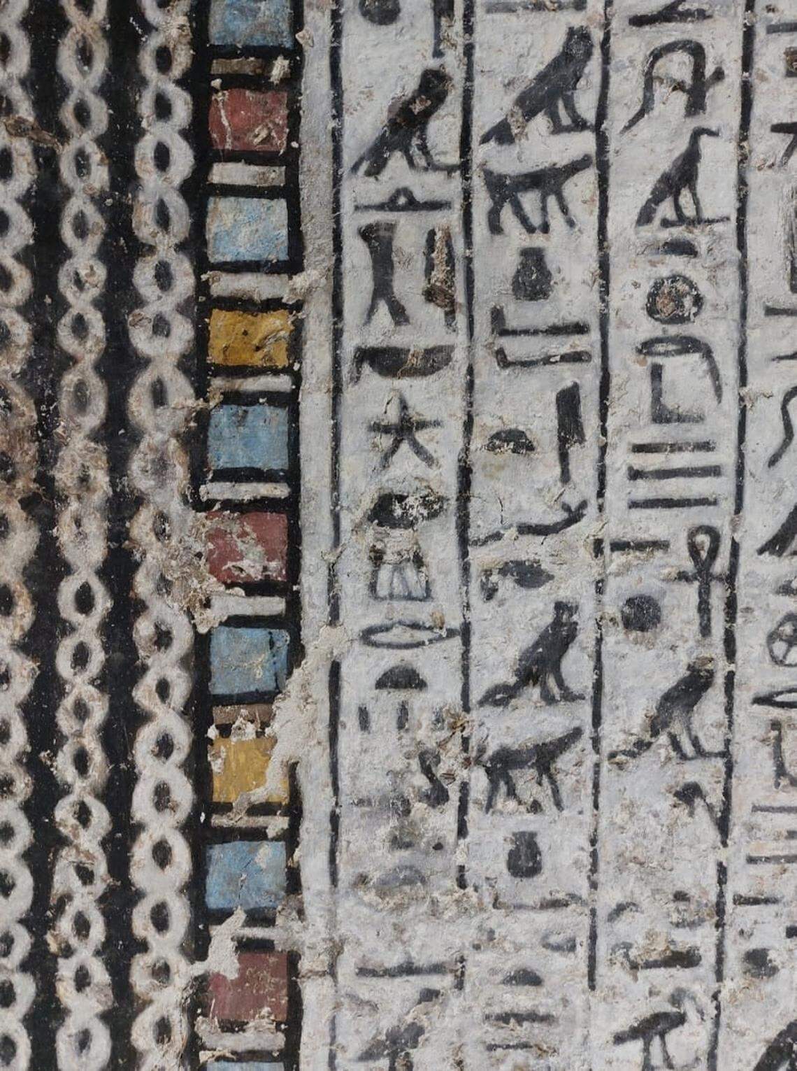 Some of the heiroglyphics painted in Meru’s burial chamber.