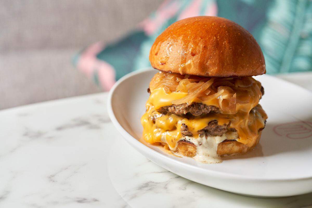 The Double Burger at Mimi’s in Miami’s Edgewater neighborhood.