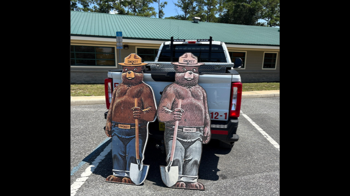 The signs are about 6 feet high and are used to promote fire safety in areas that are prone to wildfires. They were being sold for about $1,900 each, officials said.