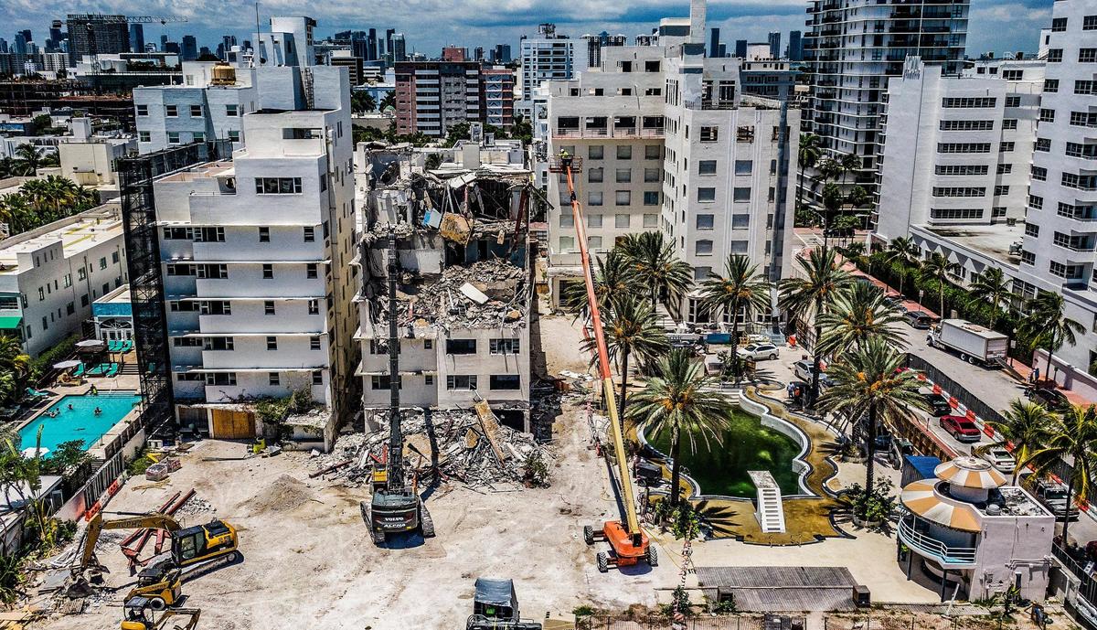Construction workers work to demolish the back of the Richmond Hotel, center, before eventually working on The Raleigh, right, and the South Seas Hotel, left. SHVO acquired The Raleigh, The Richmond and South Seas for a combined $242.5 million and set aside $507.5 million for construction.