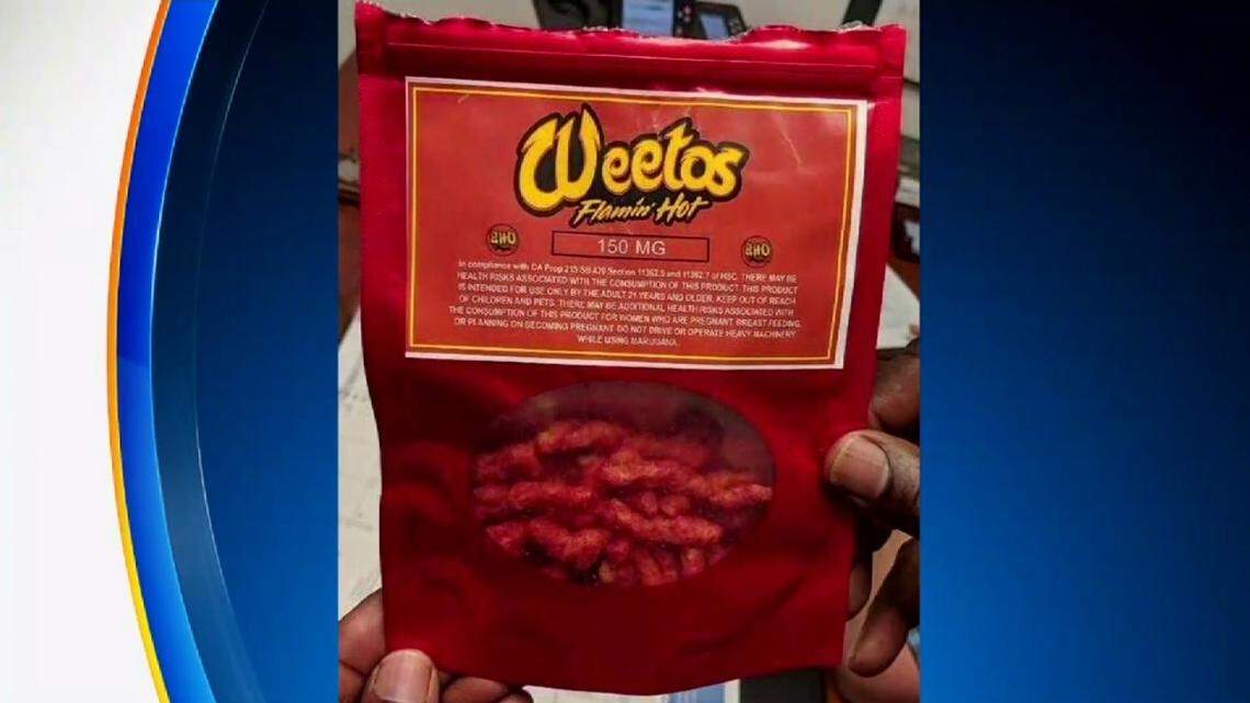 A 15-year-old student at Driftwood Middle School in Hollywood, Florida, was arrested and charged with possession after she brought this snack bag to school on April 23, 2018. Marked "Flamin' Hot Weetos," the chips were laced with THC, the ingredient in marijuana that gets users high. The bag's design differs from a California company that markets Weetos snacks.