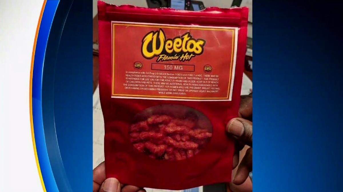 A 15-year-old student at Driftwood Middle School in Hollywood, Florida, was arrested and charged with possession after she brought this snack bag to school on April 23, 2018. Marked "Flamin' Hot Weetos," the chips were laced with THC, the ingredient in marijuana that gets users high. The bag's design differs from a California company that markets Weetos snacks.