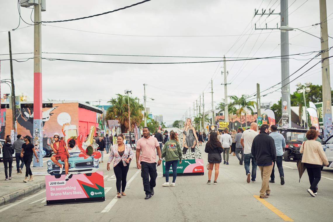Scene at the December 2017 Second Avenue Pedestrian Street during Miami Art Week.