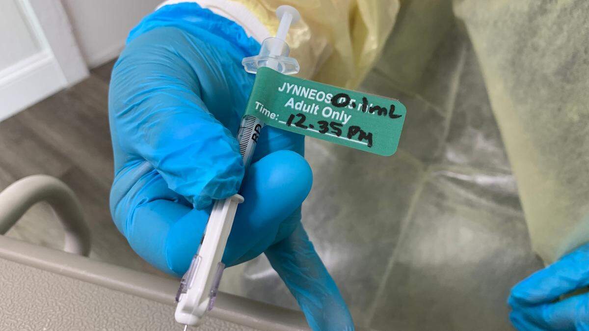 A nurse prepares to inject a patient with a dose of the JYNNEOS monkeypox vaccine at Tropical Park as part of Miami-Dade’s plans to combat the spread on Aug. 12, 2022. The vaccine requires two doses 28 days apart.